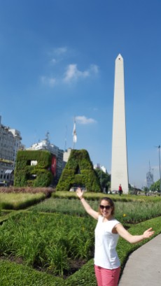 At the iconic Obelisco, Plaza de la Republica