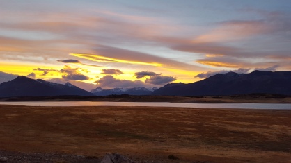 Beautiful sunset at Lago Roca
