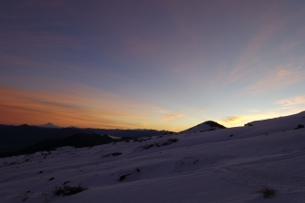 Sunrise at the start of our climb on volcano Villarrica