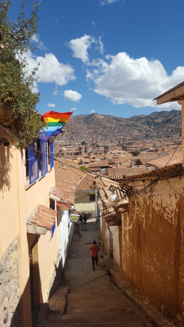 Rainbow flag in streets of Cusco