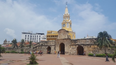 Puerta del Reloj main gateway to the inner walled historic centre of Cartagena