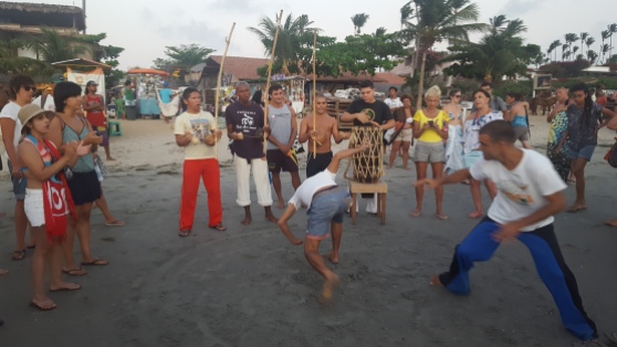 Traditional Capoeira circle dance on the beach